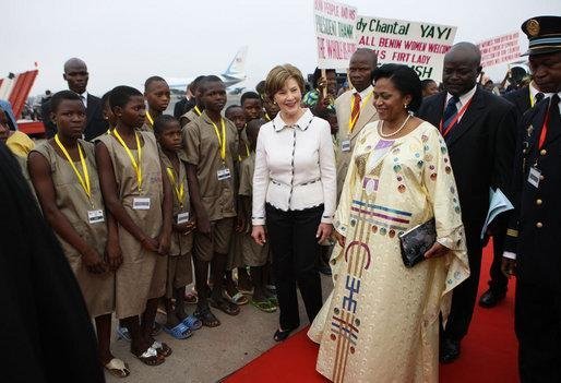 Laura Bush in Benin, Bénin. Image d'archive.