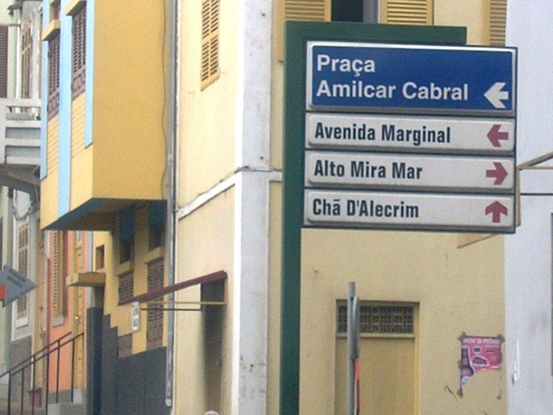 Sinaletica Mindelo (S Vicente, Cabo Verde), Cabo Verde. Image d'archive.