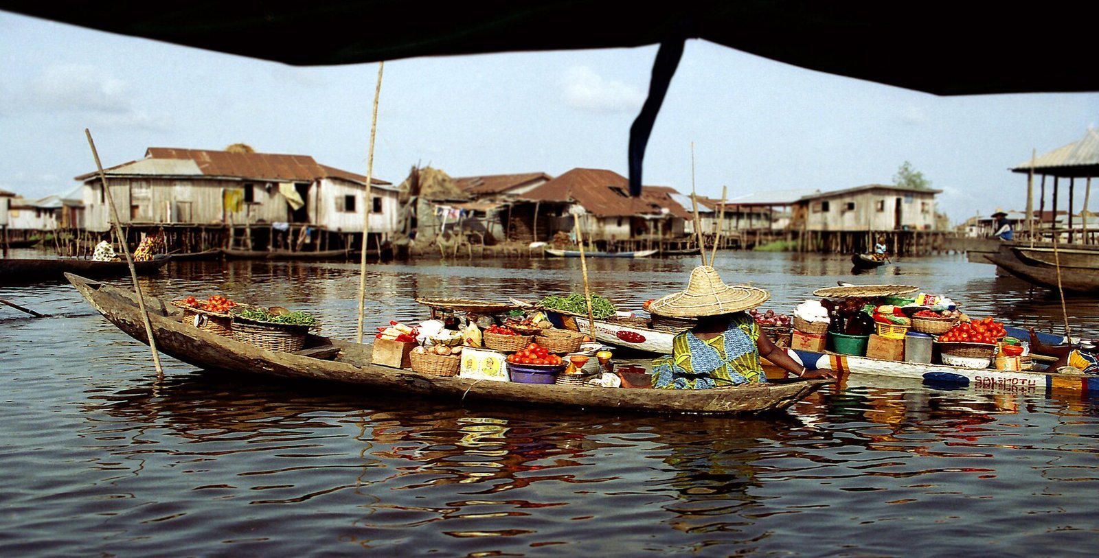 Benin village on water Ganvié, Bénin. Image d'archive.